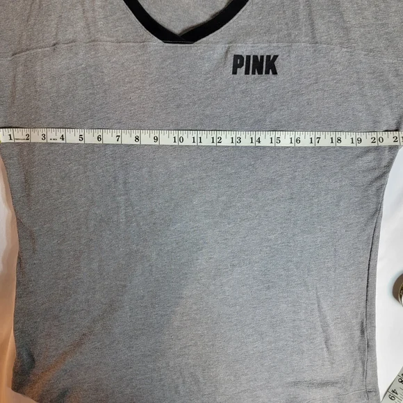 PINK Victoria's Secret Gray and Black Tee - Picture 7 of 8